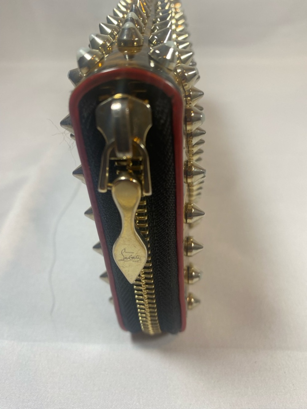 Christian Louboutin Black & Gold Patent Leather Studded Wallet/Clutch - Picture 2 of 15